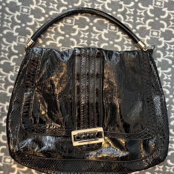 ANNA HINDMARCH FOR TARGET BLACK PAYENT LEATHER BAG PURSE VGUC - Picture 7 of 12